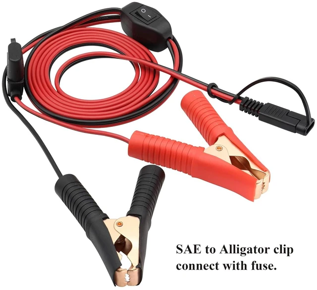 Alt view image 6 of 7 - Crocodile Clip Cable 16 AWG Wire Harness SAE to Battery Alligator Crocodile Clip12V DC Extension Cord with Switch and Fuse Box Quick Connect/Disconnect Snap Action Cable(2.4m/7.8ft -Fuse Box)