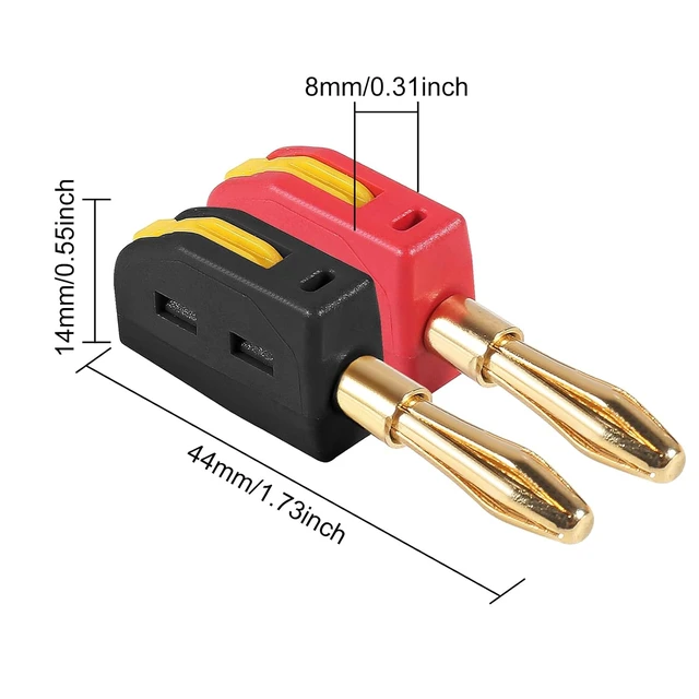 Alt view image 2 of 7 - 20PCS 4mm Banana Plug High Current Quick Connect 32A Gold-Plated Banana Connector for Speaker Wire, Wall Plate, Home Theater, Audio/Video Receiver and Sound Systems(10PCS Red with10PCS Black)