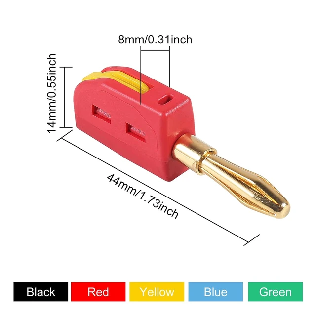 Alt view image 2 of 7 - 20PCS 4mm Banana Plug High Current Quick Connect 32A Gold-Plated Banana Connector for Speaker Wire, Wall Plate, Home Theater, Audio/Video Receiver and Sound Systems(20PCS 5color)