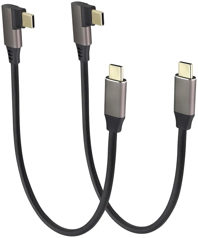 Main image of 90 Degree USB 3.1 Type c to Type C Connector Cable 60W&3A Right Angled 3.1 USB Type C Male Extension Cable Supports Charging,Data,Audio,Video Cable for Laptop&Tablet&Mobile Phone.(0.3M/2Pack)