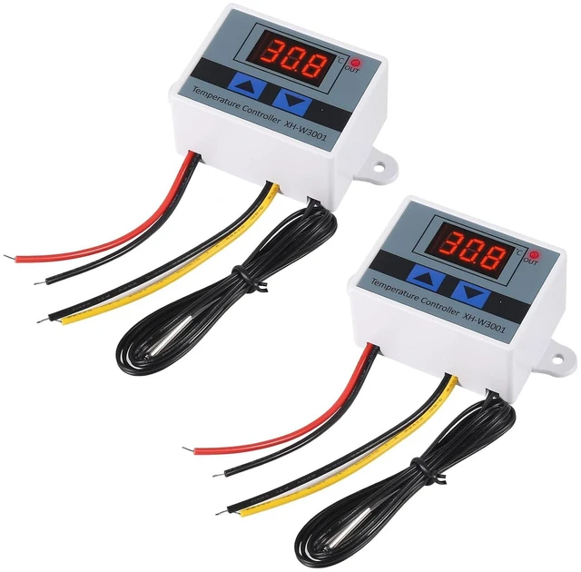 Main image of 2PCS XH-W3001 Digital LED Temperature Controller Module Digital Thermostat Switch with Waterproof Probe Programmable Heating Cooling Electronic Thermostat Range from -50 to 110 (12V 10A 120W)
