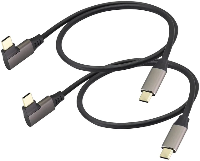 Main image of 90 Degree USB C to USB C 3.1 Gen 2 Cable USB Right Angle 3.1 Type C Male to Male Extension Cable Fast Charging Compatible for Google Pixel 3XL,Samsung Galaxy Note 10 S20,MacBook(0.6M/2Pack)