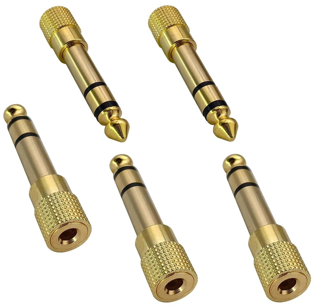 Main image of 1/4 to 3.5mm Headphones Adapter, Gold-Plated 6.35mm (1/4 inch) Male to 3.5mm (1/8 inch) Female Stereo Audio Converter for Amplifiers, Guitar, Home Theater Devices, or Mixing Console(5 Pack)