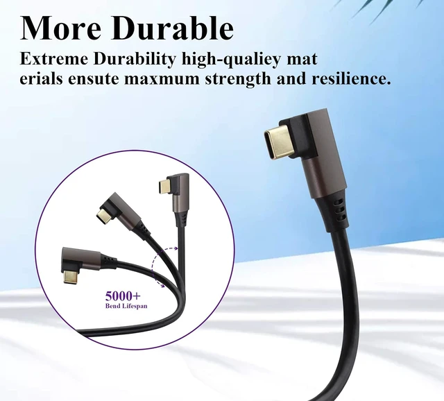 Alt view image 4 of 7 - AOTOKK Right & Left Angled Type C USB 3.1 Adapter Cable 5 Gbps&2A 90 Degree 3.1 USB Type C Male Cable Full Function Supports Charging,Data,Audio,Video Cable for Laptop&Tablet&Mobile Phone(1.5M/2Pack)