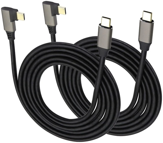 Main image of AOTOKK Right & Left Angled Type C USB 3.1 Adapter Cable 5 Gbps&2A 90 Degree 3.1 USB Type C Male Cable Full Function Supports Charging,Data,Audio,Video Cable for Laptop&Tablet&Mobile Phone(1.5M/2Pack)