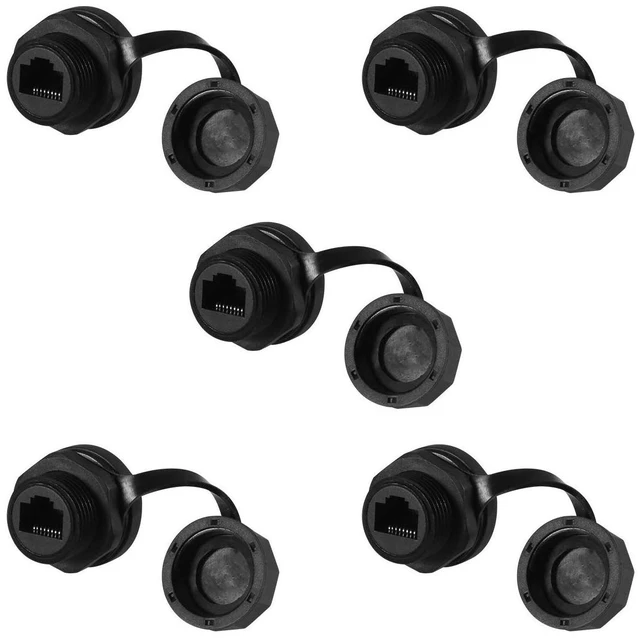 Main image of 5PCS Ethernet LAN Cable Connector, CAT 6 RJ45 Shielded Industrial Panel Mount Bulkhead Feed Thru Coupler with Waterproof IP67 Dustproof Cap Outdoor Industrial Standard (5PCS, RJ45 Ethernet LAN)
