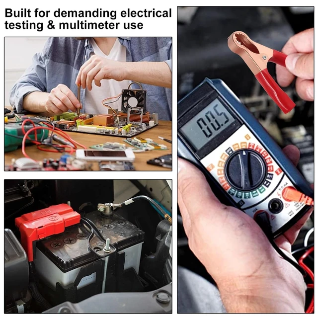 Alt view image 5 of 6 - 12 Pcs Metal Alligator Clips 50A Insulated Alligator Clips Heavy Duty Alligator Clamps Terminal Test Clamps Battery Insulated Test Clips for Electrical Testing & Automotive
