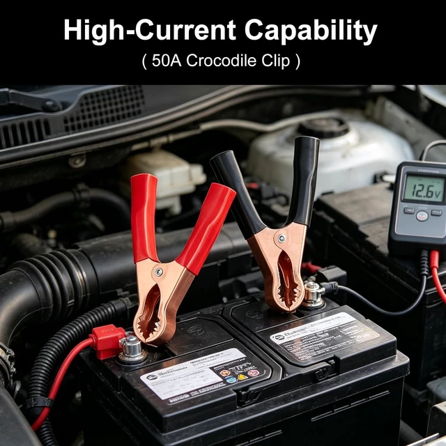 Alt view image 6 of 6 - 12 Pcs Metal Alligator Clips 50A Insulated Alligator Clips Heavy Duty Alligator Clamps Terminal Test Clamps Battery Insulated Test Clips for Electrical Testing & Automotive