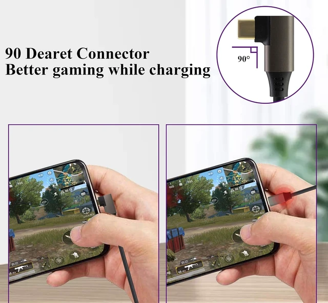 Alt view image 6 of 7 - AOTOKK Right & Left Angled Type C USB 3.1 Adapter Cable 5 Gbps&2A 90 Degree 3.1 USB Type C Male Cable Full Function Supports Charging,Data,Audio,Video Cable for Laptop&Tablet&Mobile Phone(1.5M/2Pack)