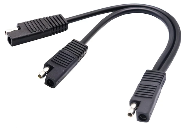 Main image of SAE Y Splitter Extension Cable SAE 1 to 2 SAE DC Power Automotive Extension Cable 2 Pin Quick Connect Disconnect Plug SAE Connector 18AwG Wire for Solar Panel Charging(26 cm-Black)