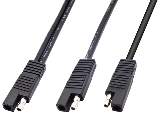 Alt view image 3 of 7 - SAE Y Splitter Extension Cable SAE 1 to 2 SAE DC Power Automotive Extension Cable 2 Pin Quick Connect Disconnect Plug SAE Connector 18AwG Wire for Solar Panel Charging(26 cm-Black)