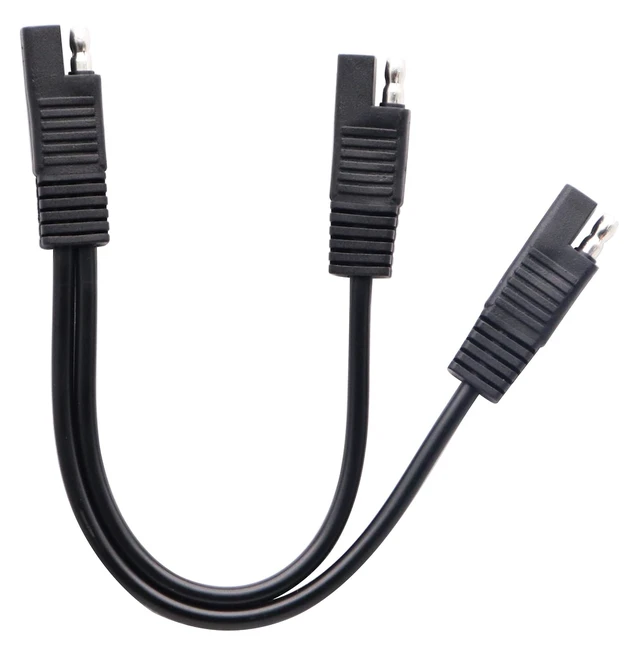 Alt view image 4 of 7 - SAE Y Splitter Extension Cable SAE 1 to 2 SAE DC Power Automotive Extension Cable 2 Pin Quick Connect Disconnect Plug SAE Connector 18AwG Wire for Solar Panel Charging(26 cm-Black)