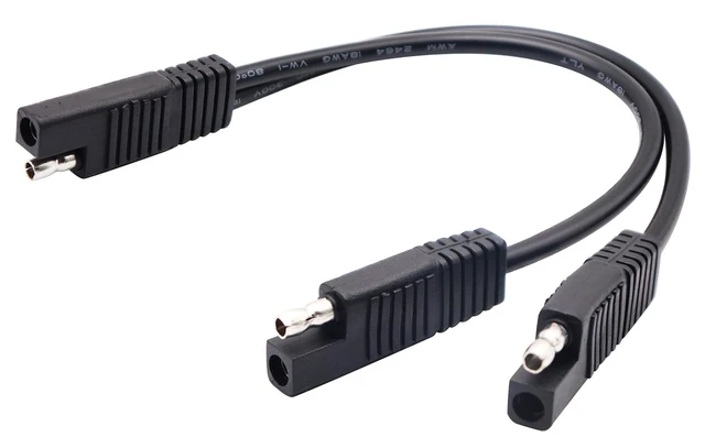 Alt view image 6 of 7 - SAE Y Splitter Extension Cable SAE 1 to 2 SAE DC Power Automotive Extension Cable 2 Pin Quick Connect Disconnect Plug SAE Connector 18AwG Wire for Solar Panel Charging(26 cm-Black)