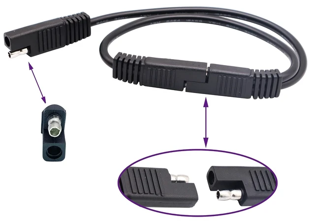 Alt view image 7 of 7 - SAE Y Splitter Extension Cable SAE 1 to 2 SAE DC Power Automotive Extension Cable 2 Pin Quick Connect Disconnect Plug SAE Connector 18AwG Wire for Solar Panel Charging(26 cm-Black)