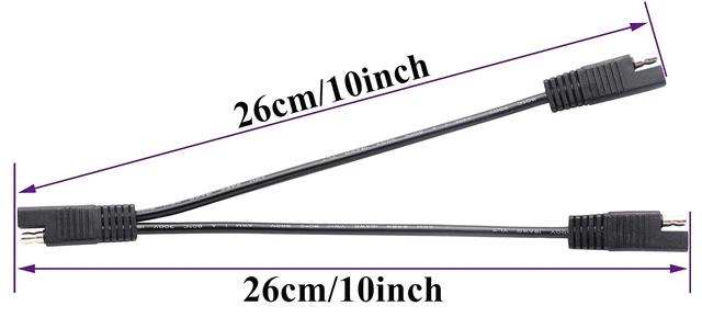 Alt view image 2 of 7 - SAE Y Splitter Extension Cable SAE 1 to 2 SAE DC Power Automotive Extension Cable 2 Pin Quick Connect Disconnect Plug SAE Connector 18AwG Wire for Solar Panel Charging(26 cm-Black)
