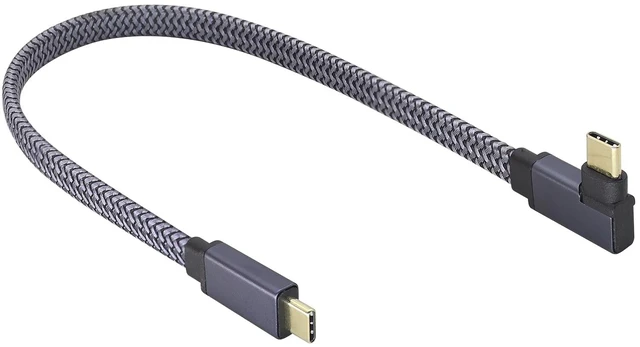 Main image of Right & Left Angled Type C 3.1 USB Flat Short Cable,90 Degree 10Gbps Tpye C USB 3.1 Gen2 Male Charging,Data,Audio,Video Cord for Tablet,Phone and More Type-C Devices(M/M) (1, 0.3M/1FT)