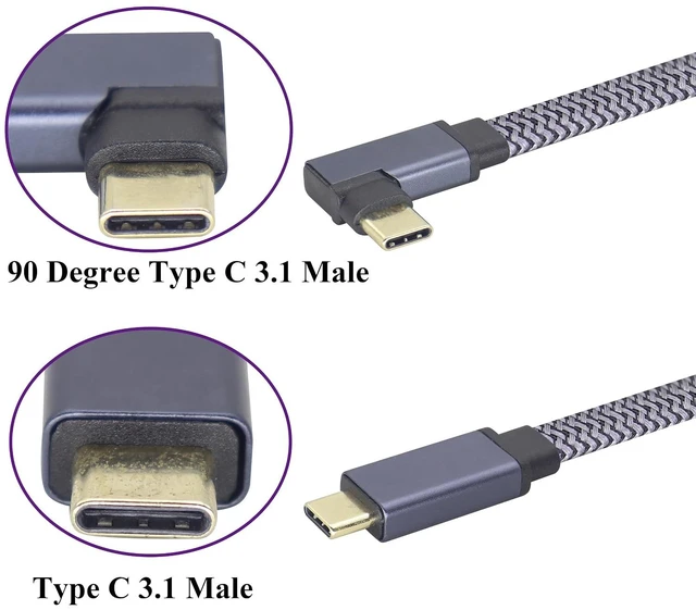 Alt view image 3 of 7 - Right & Left Angled Type C 3.1 USB Flat Short Cable,90 Degree 10Gbps Tpye C USB 3.1 Gen2 Male Charging,Data,Audio,Video Cord for Tablet,Phone and More Type-C Devices(M/M) (1, 0.3M/1FT)