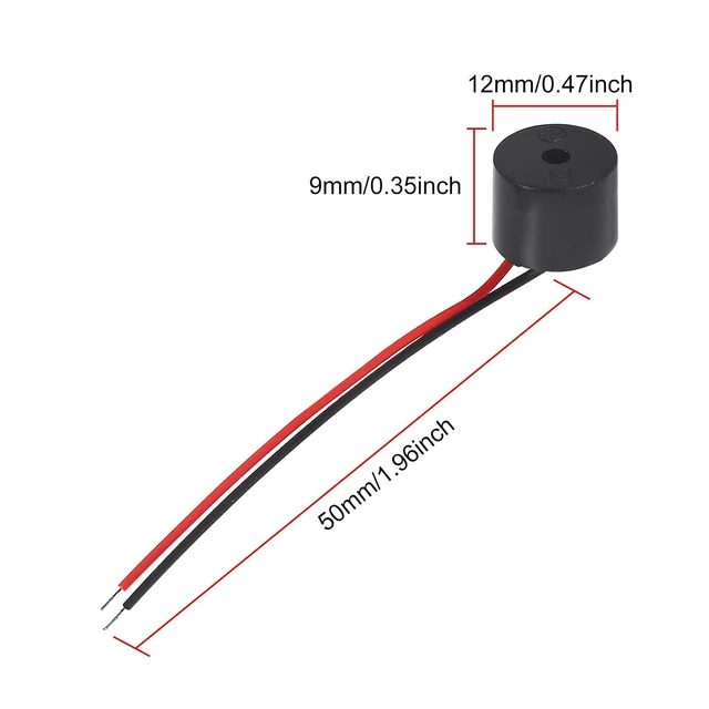 Alt view image 2 of 6 - 10PCS Buzzer DC 3-12V Wired Connector Active Electronic Buzzer 85dB5V