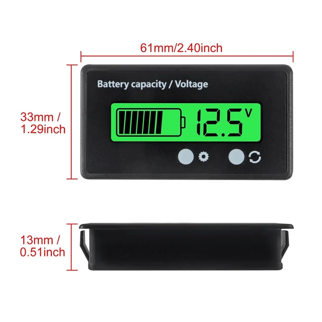 Alt view image 2 of 7 - 2PCS DC 12V 24V 36V 48V 72V Battery Capacity Voltage Meter with Alarm Battery Capacity Voltage Indicator Battery Gauge Monitors Lithium ion Battery Indicator for Most Cars
