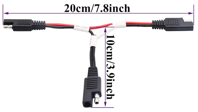 Alt view image 2 of 7 - SAE Y Splitter Adapter Cable 18AWG SAE 2-Way Adapter,1 to 2 SAE Y Splitter SAE DC Power Automotive Connector Extension Cable for Solar Panel Charging(20cm/Red Black-White)