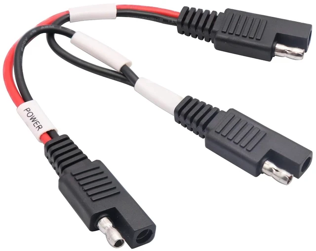 Main image of SAE Y Splitter Adapter Cable 18AWG SAE 2-Way Adapter,1 to 2 SAE Y Splitter SAE DC Power Automotive Connector Extension Cable for Solar Panel Charging(20cm/Red Black-White)