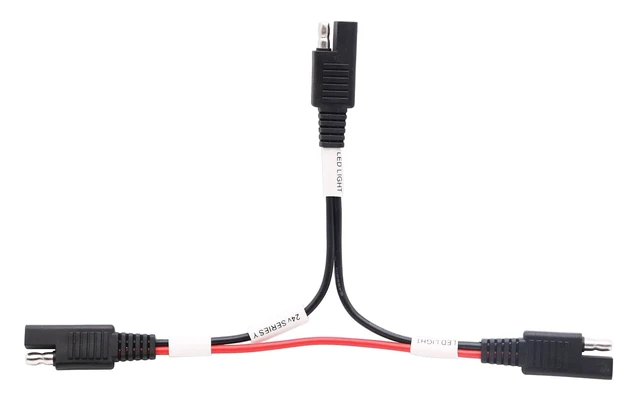 Alt view image 3 of 7 - SAE Y Splitter Adapter Cable 18AWG SAE 2-Way Adapter,1 to 2 SAE Y Splitter SAE DC Power Automotive Connector Extension Cable for Solar Panel Charging(20cm/Red Black-White)
