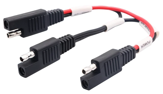 Alt view image 4 of 7 - SAE Y Splitter Adapter Cable 18AWG SAE 2-Way Adapter,1 to 2 SAE Y Splitter SAE DC Power Automotive Connector Extension Cable for Solar Panel Charging(20cm/Red Black-White)