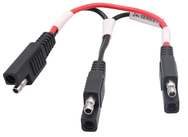 Alt view image 6 of 7 - SAE Y Splitter Adapter Cable 18AWG SAE 2-Way Adapter,1 to 2 SAE Y Splitter SAE DC Power Automotive Connector Extension Cable for Solar Panel Charging(20cm/Red Black-White)
