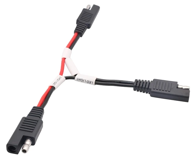 Alt view image 7 of 7 - SAE Y Splitter Adapter Cable 18AWG SAE 2-Way Adapter,1 to 2 SAE Y Splitter SAE DC Power Automotive Connector Extension Cable for Solar Panel Charging(20cm/Red Black-White)