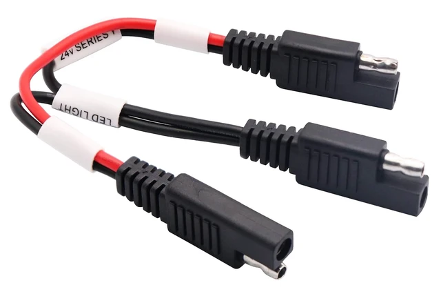 Alt view image 5 of 7 - SAE Y Splitter Adapter Cable 18AWG SAE 2-Way Adapter,1 to 2 SAE Y Splitter SAE DC Power Automotive Connector Extension Cable for Solar Panel Charging(20cm/Red Black-White)