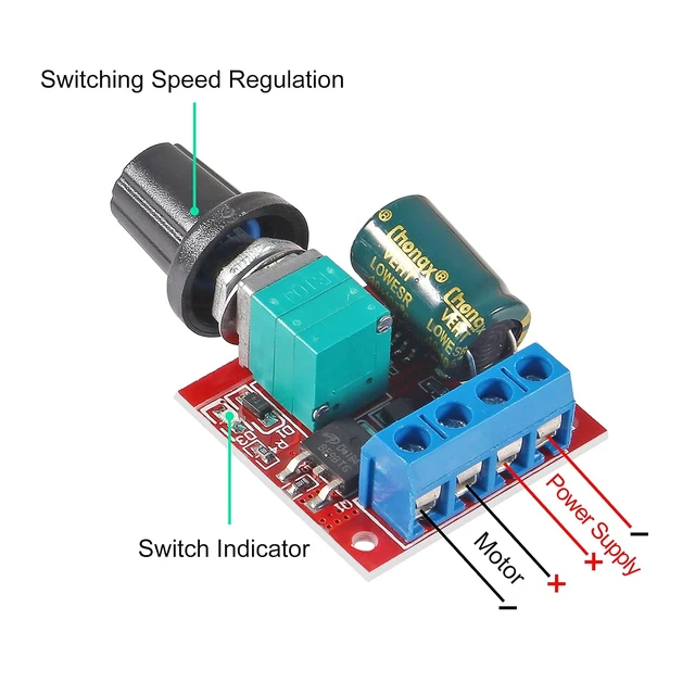 Alt view image 2 of 6 - 10 pcs DC Motor PWM Speed Controller 3V 6V 12V 24V 35V Speed Control Switch Mini LED Dimmer 5A 90W