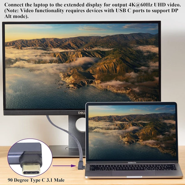 Alt view image 7 of 7 - Right & Left Angled Type C 3.1 USB Flat Short Cable,90 Degree 10Gbps Tpye C USB 3.1 Gen2 Male Charging,Data,Audio,Video Cord for Tablet,Phone and More Type-C Devices(M/M) (1, 0.3M/1FT)