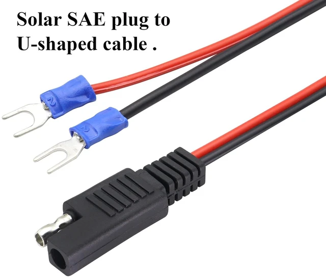 Alt view image 4 of 7 - (2Pack SAE to Fork Ring Terminals Plug Cable U Type Terminal to SAE Power Automotive Solar Panel Charging Cable18AWG 2 Pin Quick Connect/Disconnect Jack SAE Connector(30cm/U Ring)