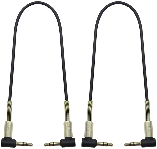 Main image of 90 Degree 3.5mm 3-Pole TRS Male Audio Aux Cable,Double Right Angle Gilding Spring Protection Ring 1/8 Stereo Cable,for laptops,Mobile Phones,Headphones & 3.5mm Interfaces Devices(2Pack/0.3M)