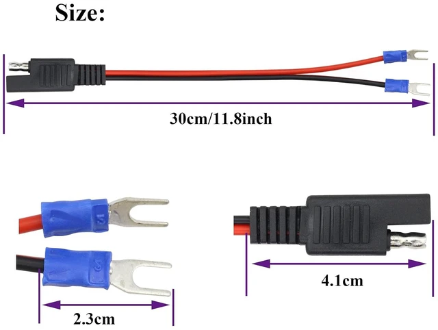Alt view image 2 of 7 - (2Pack SAE to Fork Ring Terminals Plug Cable U Type Terminal to SAE Power Automotive Solar Panel Charging Cable18AWG 2 Pin Quick Connect/Disconnect Jack SAE Connector(30cm/U Ring)