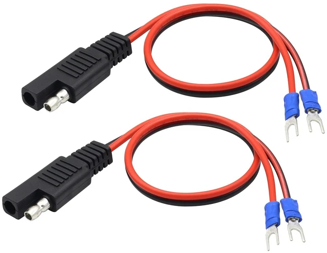 Alt view image 7 of 7 - (2Pack SAE to Fork Ring Terminals Plug Cable U Type Terminal to SAE Power Automotive Solar Panel Charging Cable18AWG 2 Pin Quick Connect/Disconnect Jack SAE Connector(30cm/U Ring)