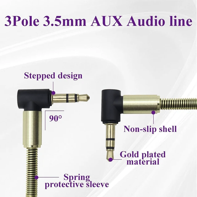 Alt view image 3 of 7 - 90 Degree 3.5mm 3-Pole TRS Male Audio Aux Cable,Double Right Angle Gilding Spring Protection Ring 1/8 Stereo Cable,for laptops,Mobile Phones,Headphones & 3.5mm Interfaces Devices(2Pack/0.3M)