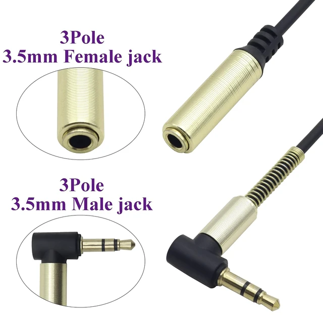 Alt view image 3 of 7 - 2Pack 90Degree 3Pole 3.5mm 1/8 Aux TRS Cord Right Angle 3.5mm TRS Male to Female Stereo Jack Audio Auxiliary Cable for Smart Phones,Tablets,Headphones,MP3,Laptops,Car/Home Stereo(M/F-0.3M)