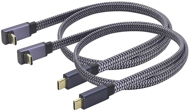 Main image of 2Pack Up&Down Angle USB C 3.1 Gen 2 Cable 90 Degree USB 3.1 Type C Male to Male Extension Cable Fast Charging Compatible for Google Pixel 4 3 XL,Samsung Galaxy Note 10 S20,MacBook(0.6M-M/M)