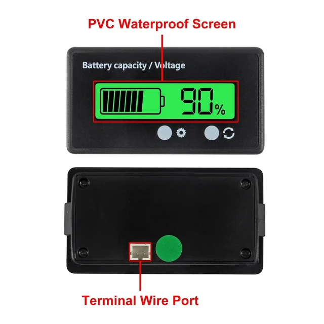 Alt view image 5 of 7 - 2PCS DC 12V 24V 36V 48V 72V Battery Capacity Voltage Meter with Alarm Battery Capacity Voltage Indicator Battery Gauge Monitors Lithium ion Battery Indicator for Most Cars