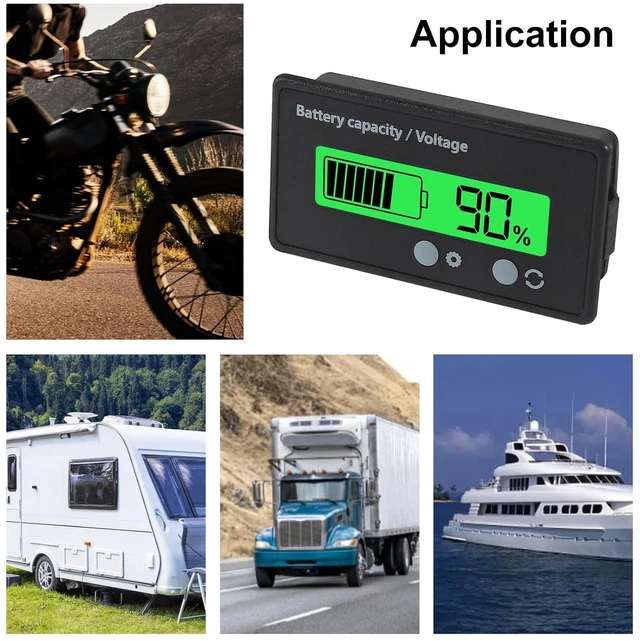 Alt view image 7 of 7 - 2PCS DC 12V 24V 36V 48V 72V Battery Capacity Voltage Meter with Alarm Battery Capacity Voltage Indicator Battery Gauge Monitors Lithium ion Battery Indicator for Most Cars