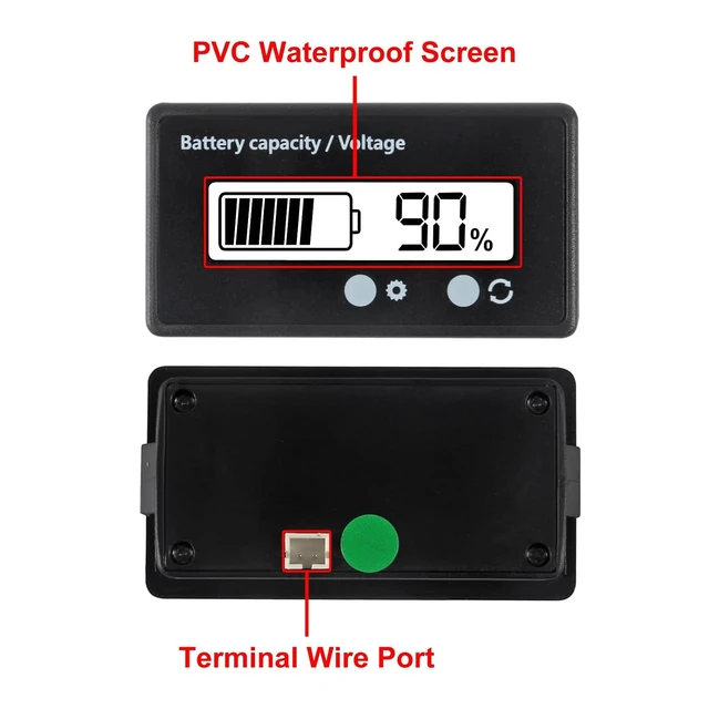 Alt view image 5 of 7 - 2PCS DC 12V 24V 36V 48V 72V Battery Capacity Voltage Meter with Alarm Battery Capacity Voltage Indicator Battery Gauge Monitors Lithium ion Battery Indicator for Most Cars