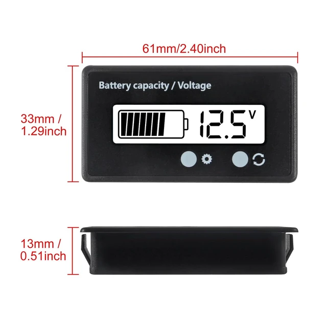 Alt view image 2 of 7 - 2PCS DC 12V 24V 36V 48V 72V Battery Capacity Voltage Meter with Alarm Battery Capacity Voltage Indicator Battery Gauge Monitors Lithium ion Battery Indicator for Most Cars