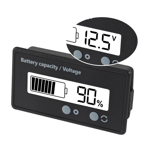 Alt view image 3 of 7 - 2PCS DC 12V 24V 36V 48V 72V Battery Capacity Voltage Meter with Alarm Battery Capacity Voltage Indicator Battery Gauge Monitors Lithium ion Battery Indicator for Most Cars