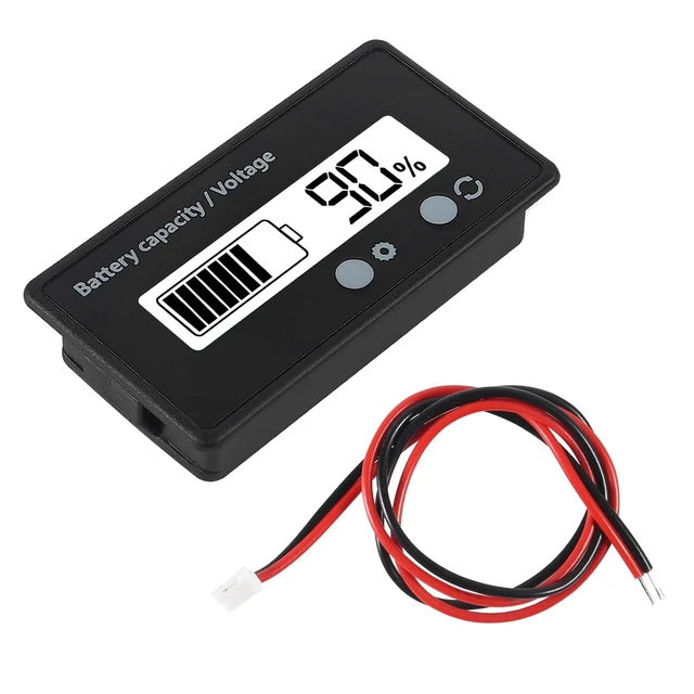 Alt view image 6 of 7 - 2PCS DC 12V 24V 36V 48V 72V Battery Capacity Voltage Meter with Alarm Battery Capacity Voltage Indicator Battery Gauge Monitors Lithium ion Battery Indicator for Most Cars