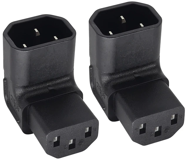 Main image of 90 Degree C13 to C14 AC Powe Adapter, IEC C13 Female to IEC C14 Male PDU 3 Pin Power Socket Extension Converter for Computer LED HDTV Monitor Etc. (2 Pack) (UP Angled)