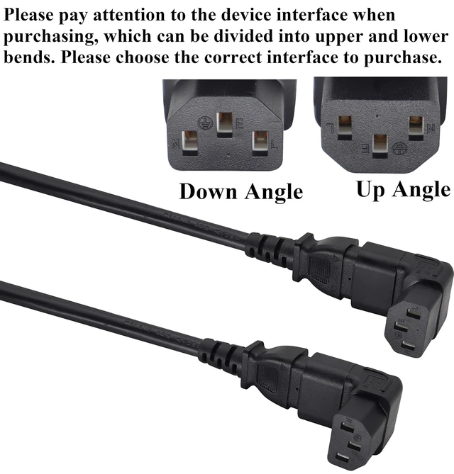 Alt view image 7 of 7 - 90 Degree C13 to C14 AC Powe Adapter, IEC C13 Female to IEC C14 Male PDU 3 Pin Power Socket Extension Converter for Computer LED HDTV Monitor Etc. (2 Pack) (UP Angled)
