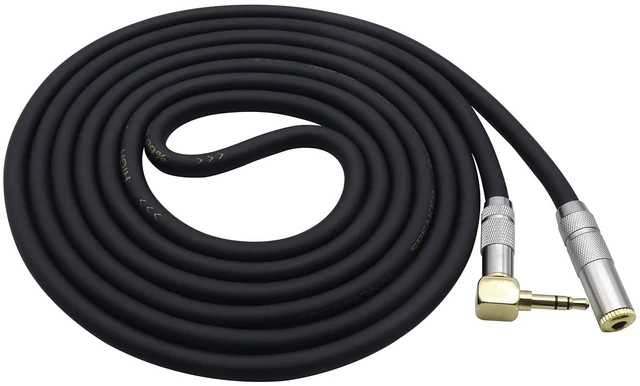 Main image of (2M/6Ft)Right Angle TRS 3Pole 1/8 Stereo Aux Cord 90 Degree 3.5mm Male to Female Auxiliary Extension Double-Shielded Cable for Car Stereo,Home Stereo,Tablet,PC,CD,Headphone,Headset(Silver-M/F)