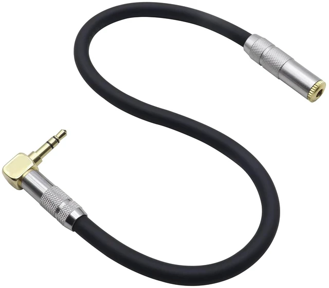 Main image of (0.3M/1Ft Right Angle 3.5mm TRS Headphone Extension Cable 90 Degree 3.5mm 1/8 3Pole Male to Female 1/8 Aux Audio Cord for Phones,Headphones,Speakers,Tablets,PCs,MP3 Players&More.(Silver-M/F)