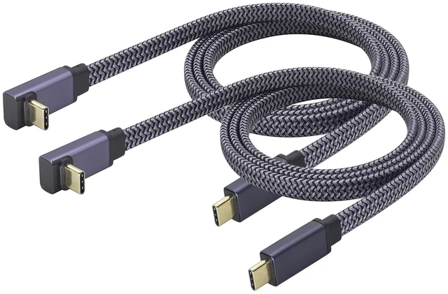 Main image of 2Pack Up&Down Angle USB C 3.1 Gen 2 Flat Cable 90 Degree Type C USB 3.1 Male Fast Charging 4K Video Display Cable Compatible for MacBook Dell LG Type C Display Monitor&Phone etc(1M-M/M)